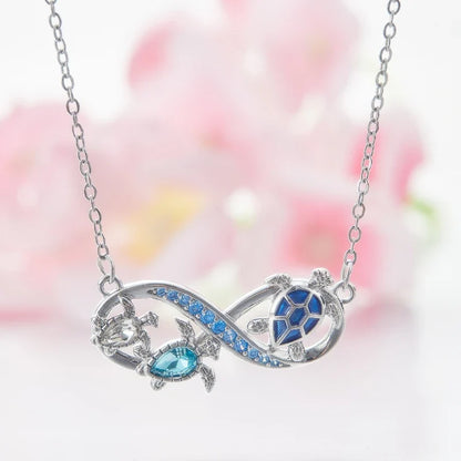 Infinity Turtle Necklace with Sparkling Crystals
