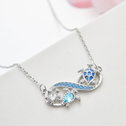 Infinity Turtle Necklace with Sparkling Crystals