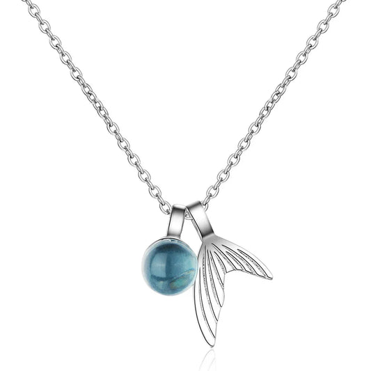 Sterling Silver Mermaid Tail Sapphire Necklace
