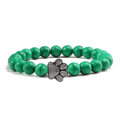 Beaded Paw Bracelet – Natural Stone Design