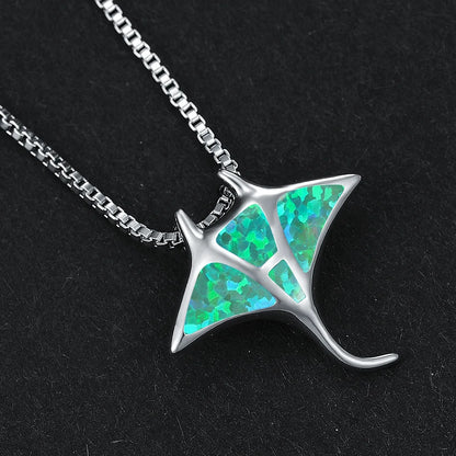 Manta Ray Blue Opal Necklace
