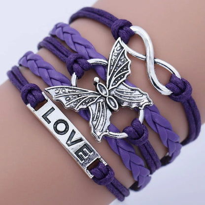 Vintage Love Butterfly Leather Bracelet