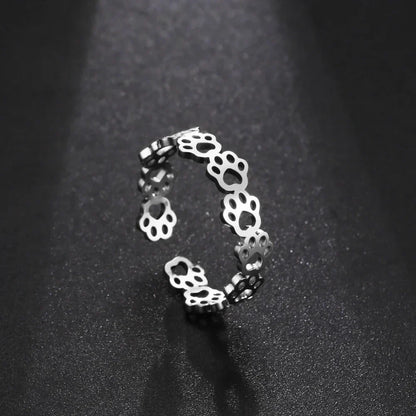 Adjustable Paw Print Ring – Made of Stainless Steel