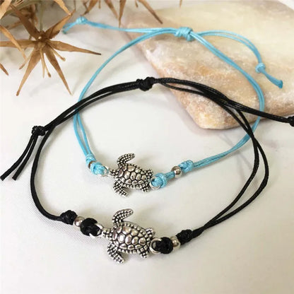 Sea Turtle Leather Anklet Bracelet