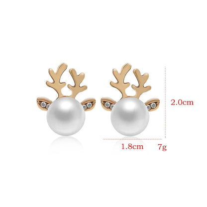 Christmas Reindeer Pearl Earrings